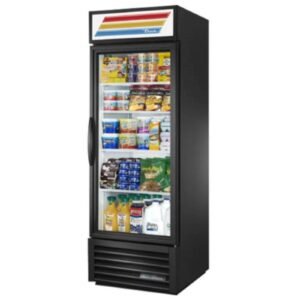 TRUE Refrigerated Glass Door Merch 1 Sec. Black Ext / Black Sign – GDM-23-HC-TSL01-BK